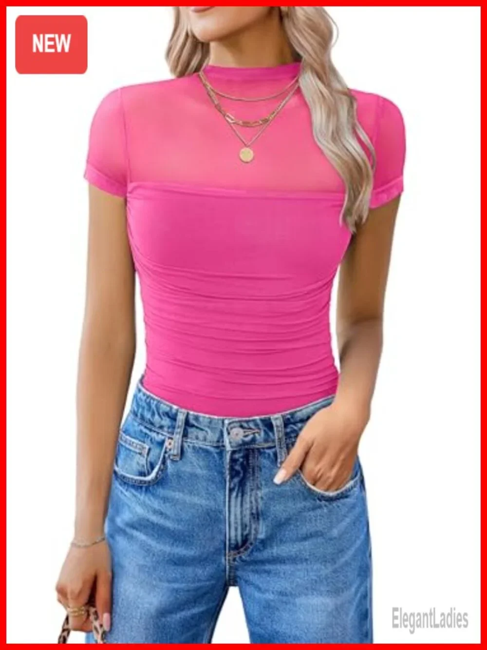 Short Sleeve Bodysuit Turtle Neck Mesh Sheer Going Out Top Shapewear